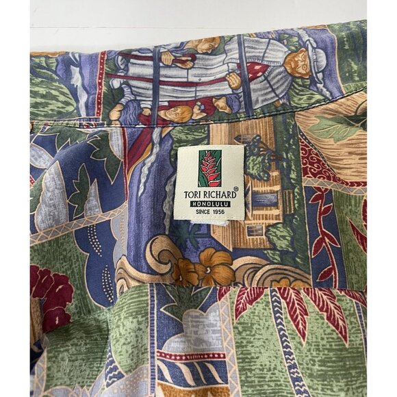 Tori Richard Honolulu Hawaiian Shirt Women's Small Multicolor Floral Palm Church - Picture 4 of 8